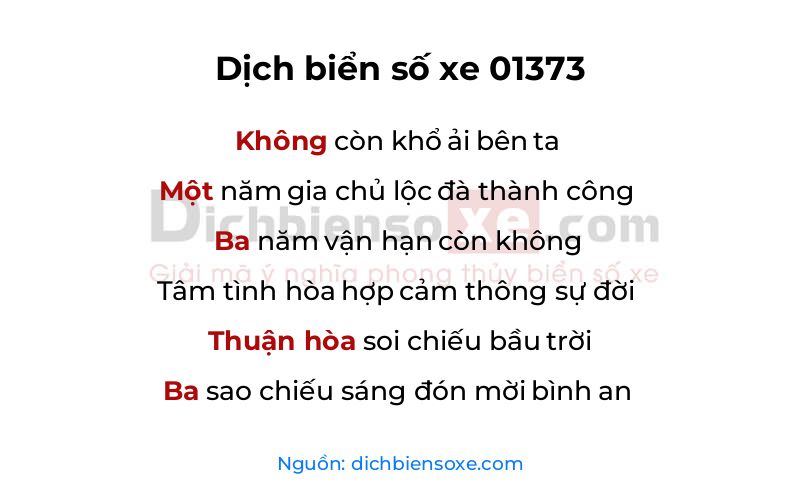 Dịch thơ biển số 01373