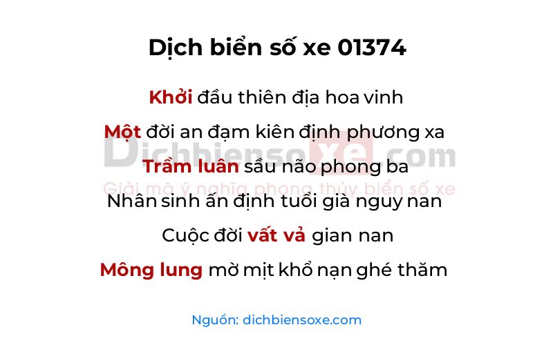 Dịch thơ biển số 01374