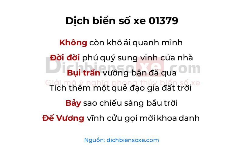 Dịch thơ biển số 01379