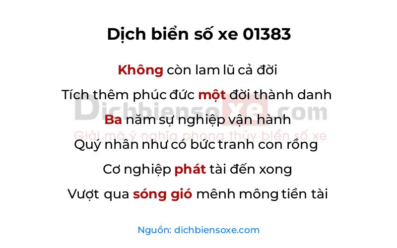 Dịch thơ biển số 01383