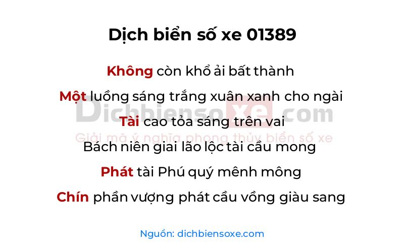 Dịch thơ biển số 01389