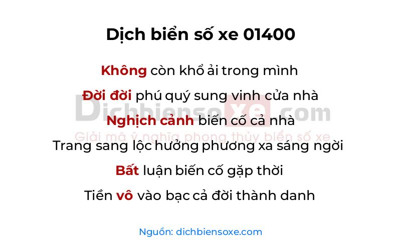 Dịch thơ biển số 01400