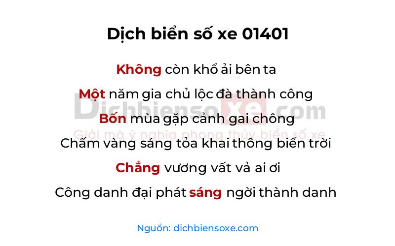 Dịch thơ biển số 01401