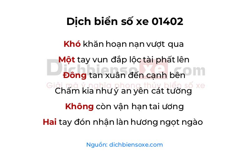 Dịch thơ biển số 01402