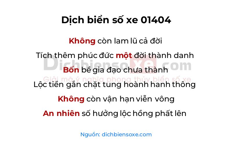 Dịch thơ biển số 01404