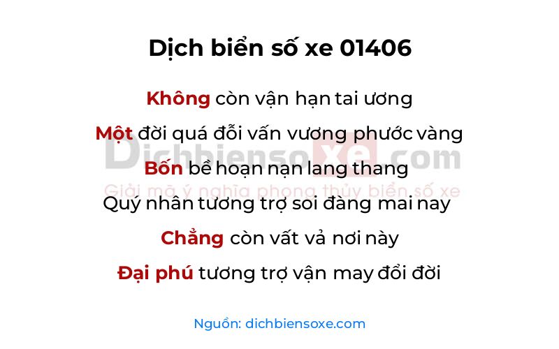 Dịch thơ biển số 01406