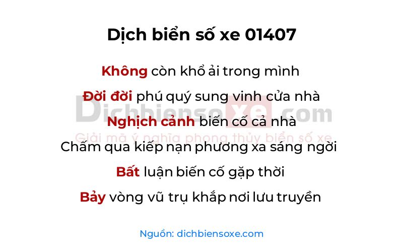 Dịch thơ biển số 01407