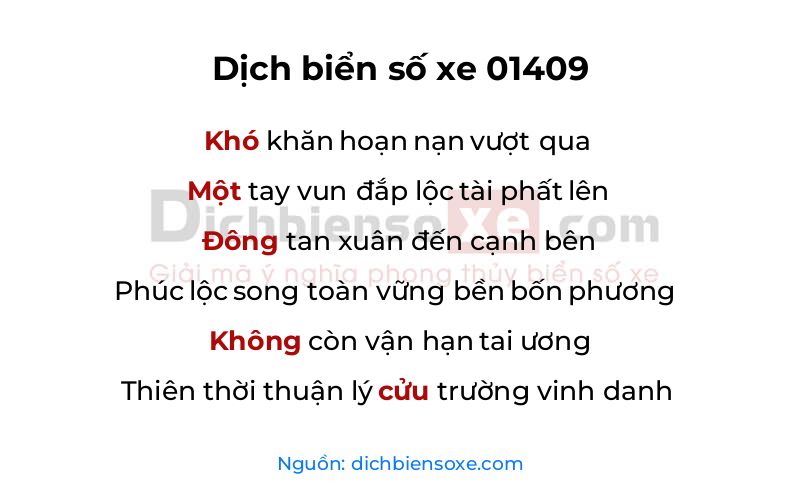 Dịch thơ biển số 01409