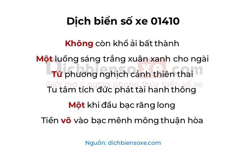 Dịch thơ biển số 01410