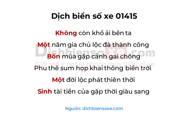 Dịch thơ biển số 01415