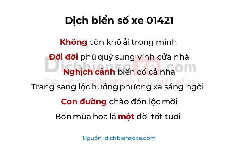 Dịch thơ biển số 01421