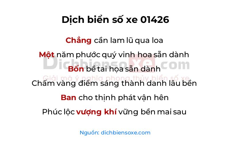 Dịch thơ biển số 01426