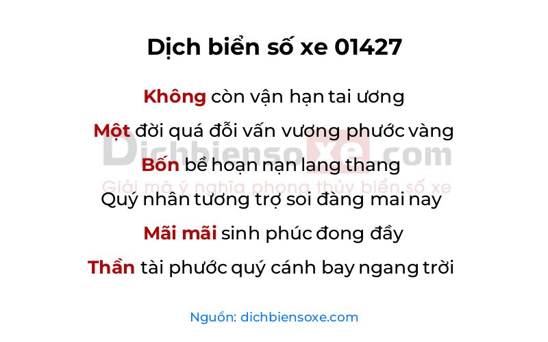 Dịch thơ biển số 01427