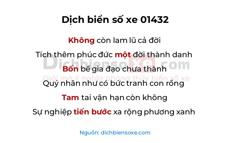 Dịch thơ biển số 01432