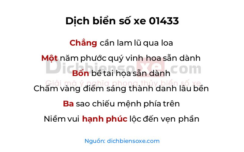 Dịch thơ biển số 01433