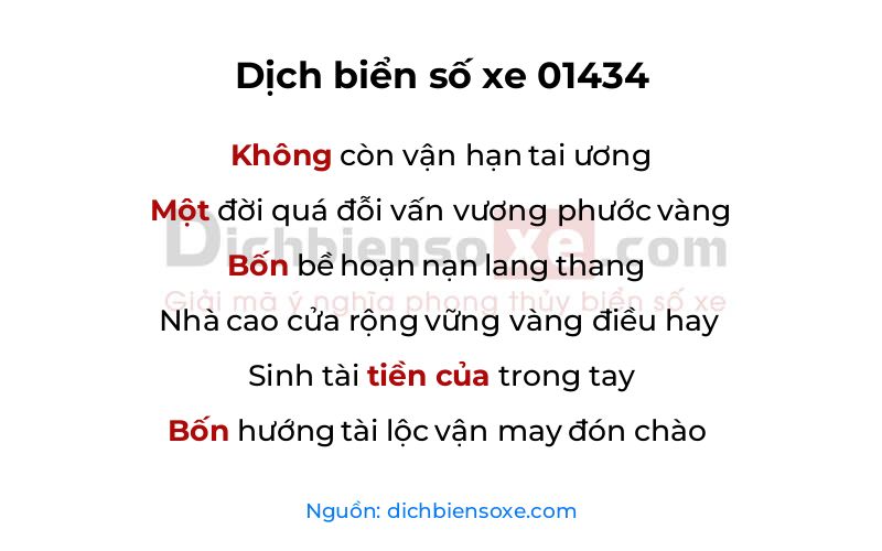 Dịch thơ biển số 01434