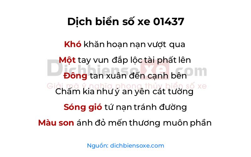 Dịch thơ biển số 01437