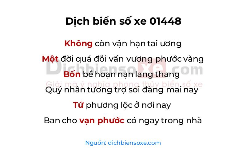 Dịch thơ biển số 01448