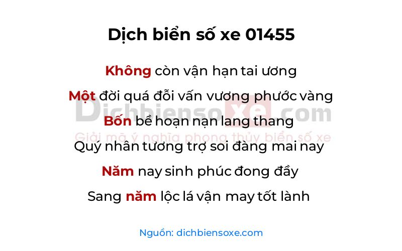 Dịch thơ biển số 01455