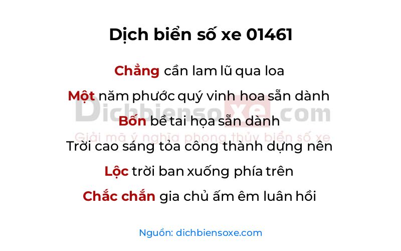 Dịch thơ biển số 01461