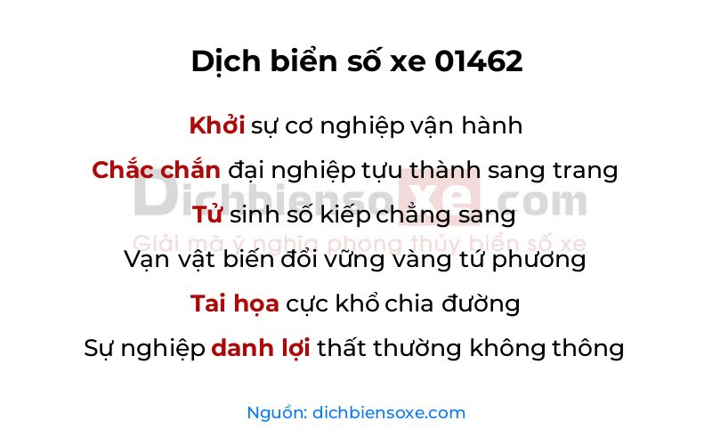 Dịch thơ biển số 01462