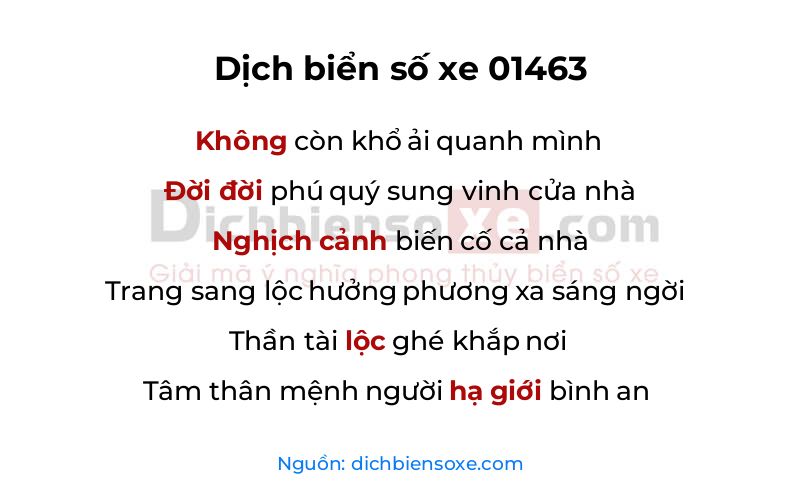 Dịch thơ biển số 01463