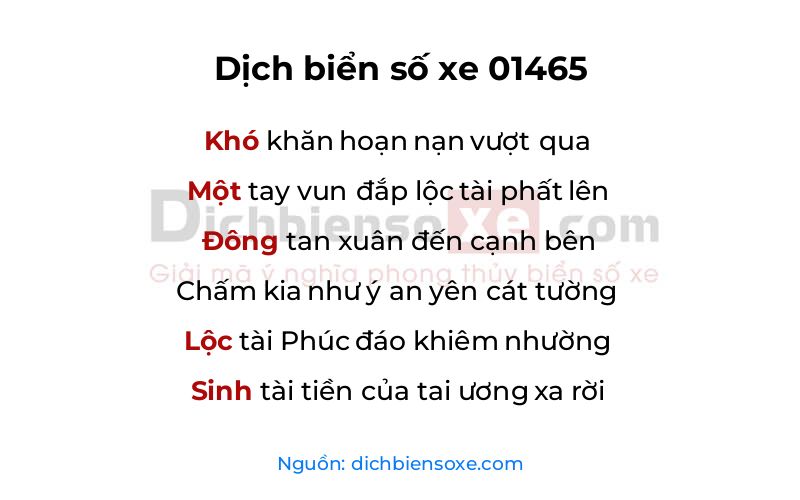 Dịch thơ biển số 01465