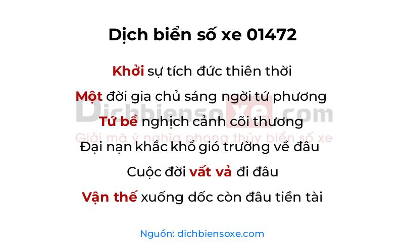 Dịch thơ biển số 01472