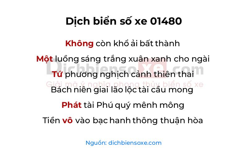 Dịch thơ biển số 01480