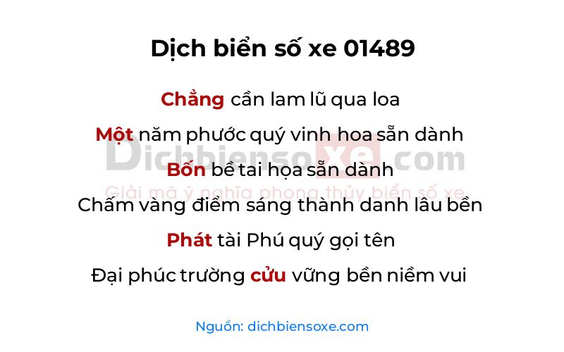 Dịch thơ biển số 01489