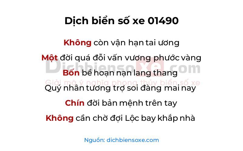 Dịch thơ biển số 01490