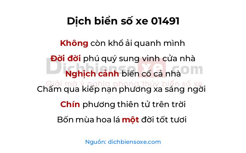 Dịch thơ biển số 01491