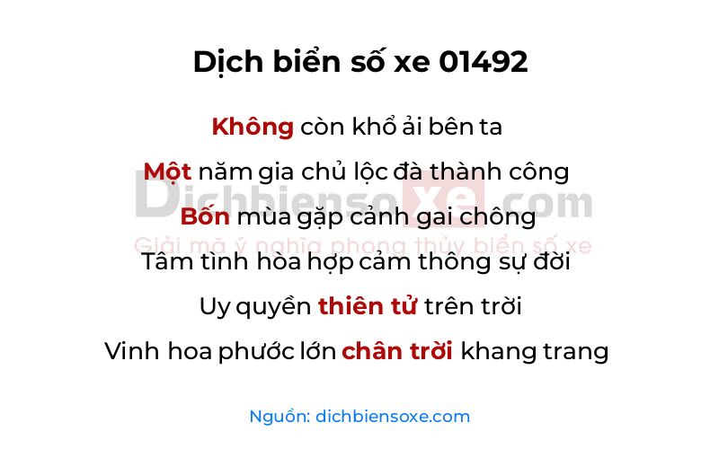 Dịch thơ biển số 01492