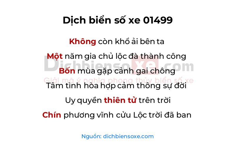 Dịch thơ biển số 01499