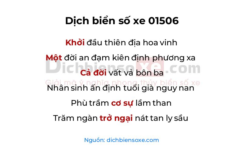 Dịch thơ biển số 01506