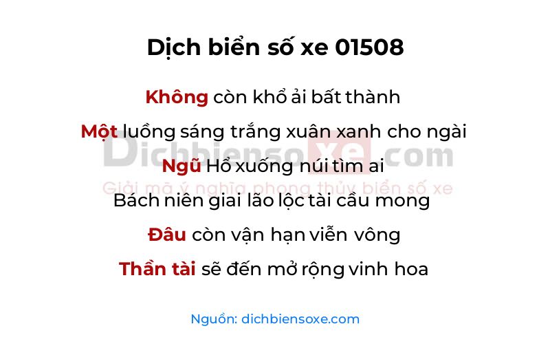 Dịch thơ biển số 01508