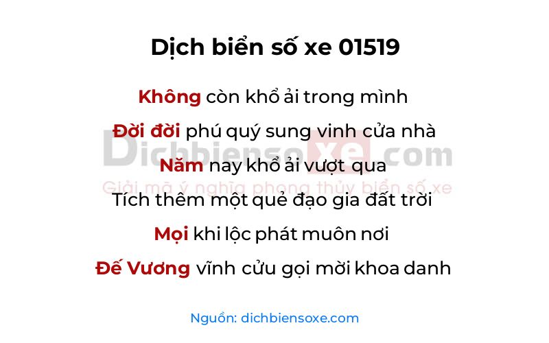 Dịch thơ biển số 01519