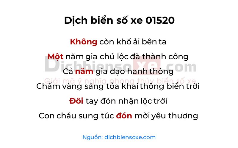 Dịch thơ biển số 01520