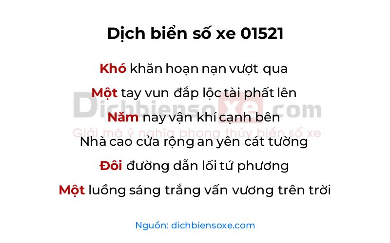 Dịch thơ biển số 01521