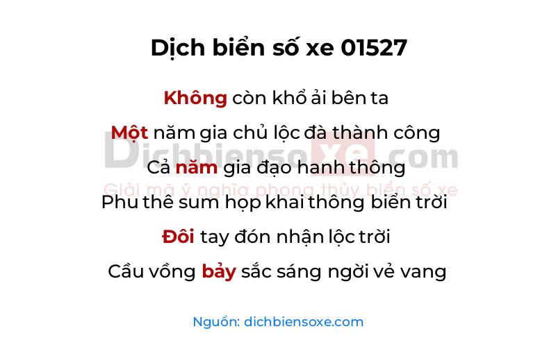 Dịch thơ biển số 01527