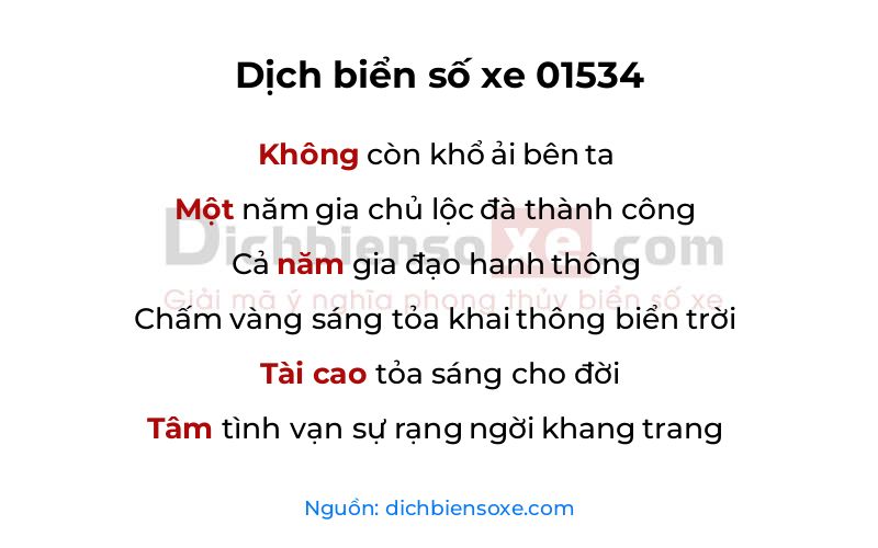 Dịch thơ biển số 01534