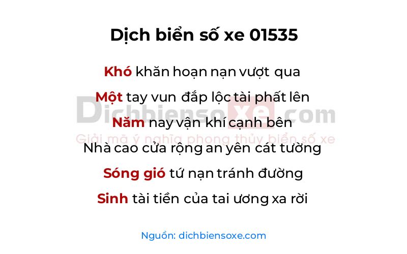 Dịch thơ biển số 01535