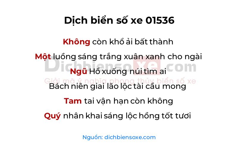 Dịch thơ biển số 01536