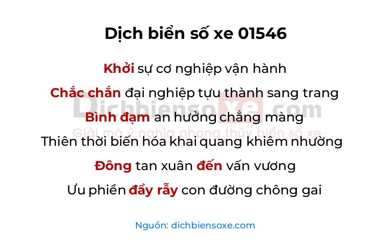 Dịch thơ biển số 01546