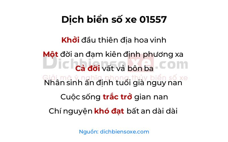 Dịch thơ biển số 01557