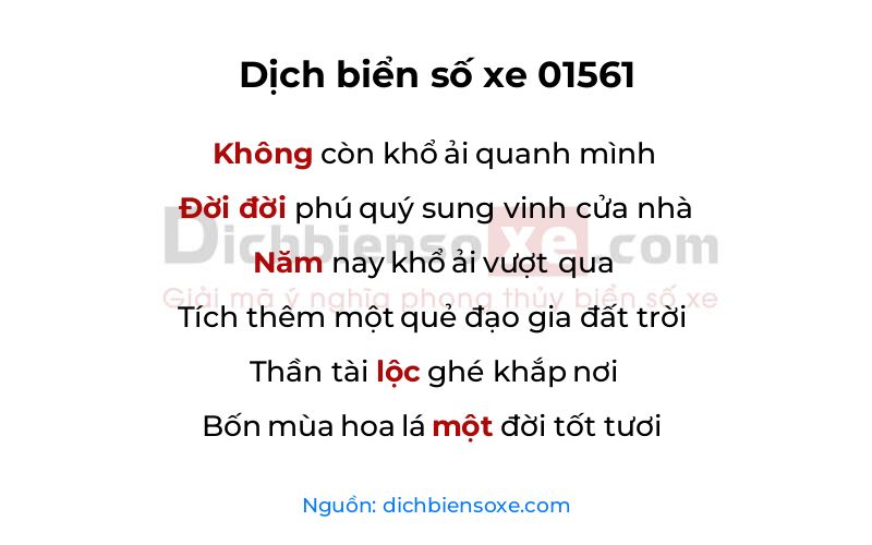 Dịch thơ biển số 01561