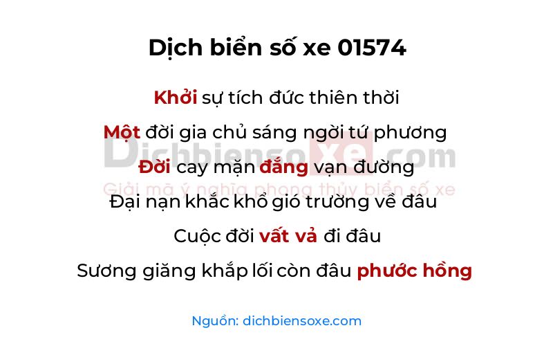 Dịch thơ biển số 01574
