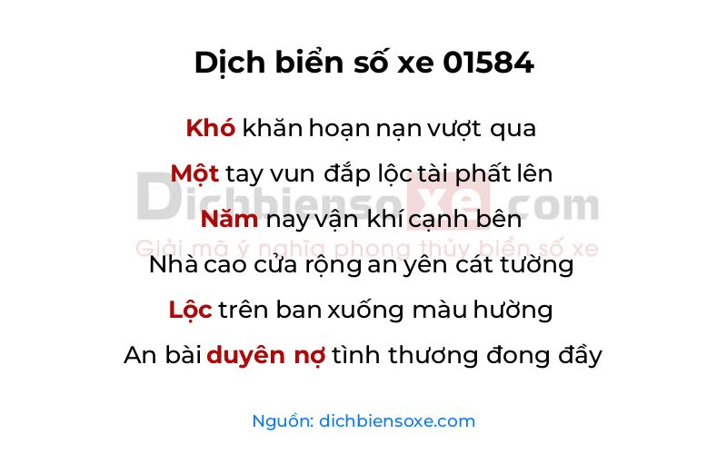 Dịch thơ biển số 01584
