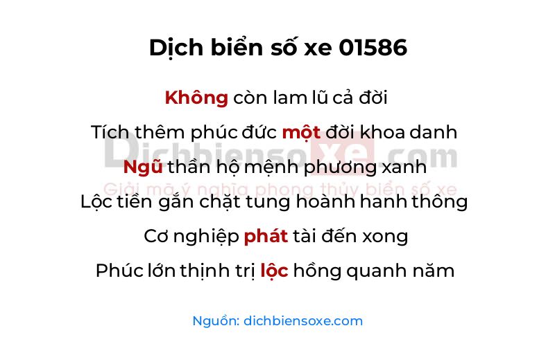 Dịch thơ biển số 01586
