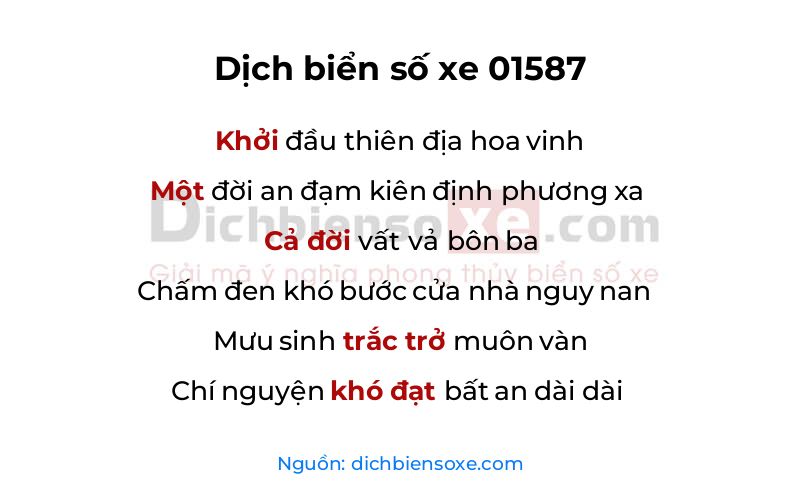 Dịch thơ biển số 01587